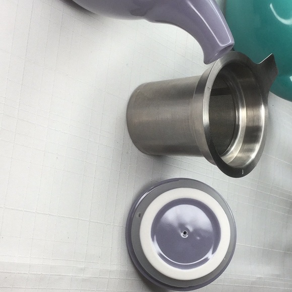 Forlife Stainless Steel Porcelain Curve Teapot - Picture 6 of 7